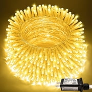SKYUSE Chrsitmas String Lights Indoor Outdoor Waterproof, 75.5ft 200LED Christmas Tree Lights Clear Wire, 8 Modes Twinkle Fairy Lights Plug in for Thanksgiving Bedroom Holiday Decorations Warm White